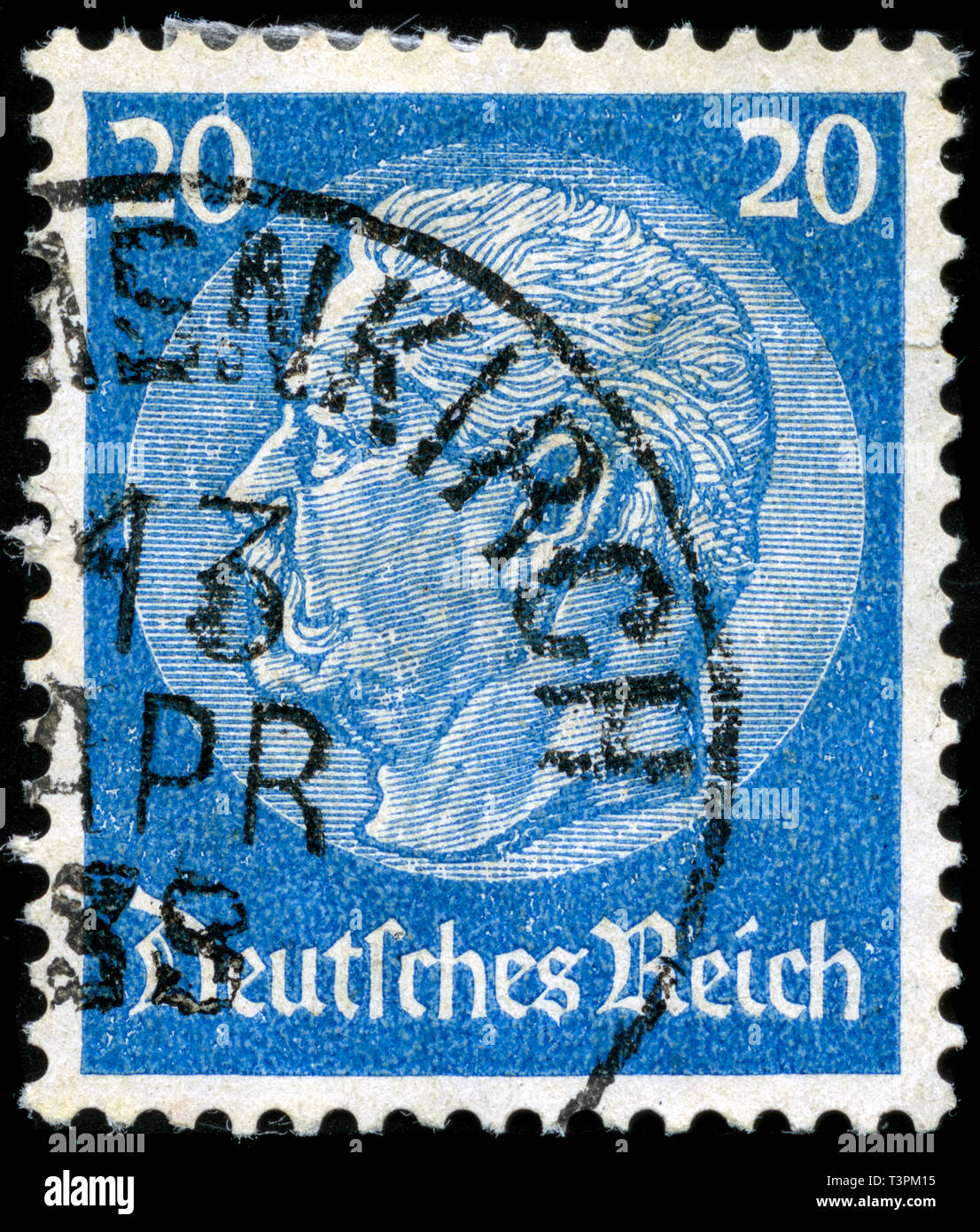 Briefmarken aus dem Deutschen Reich in die Paul von Hindenburg in das Medaillon Serie 1934 ausgestellt Stockfoto