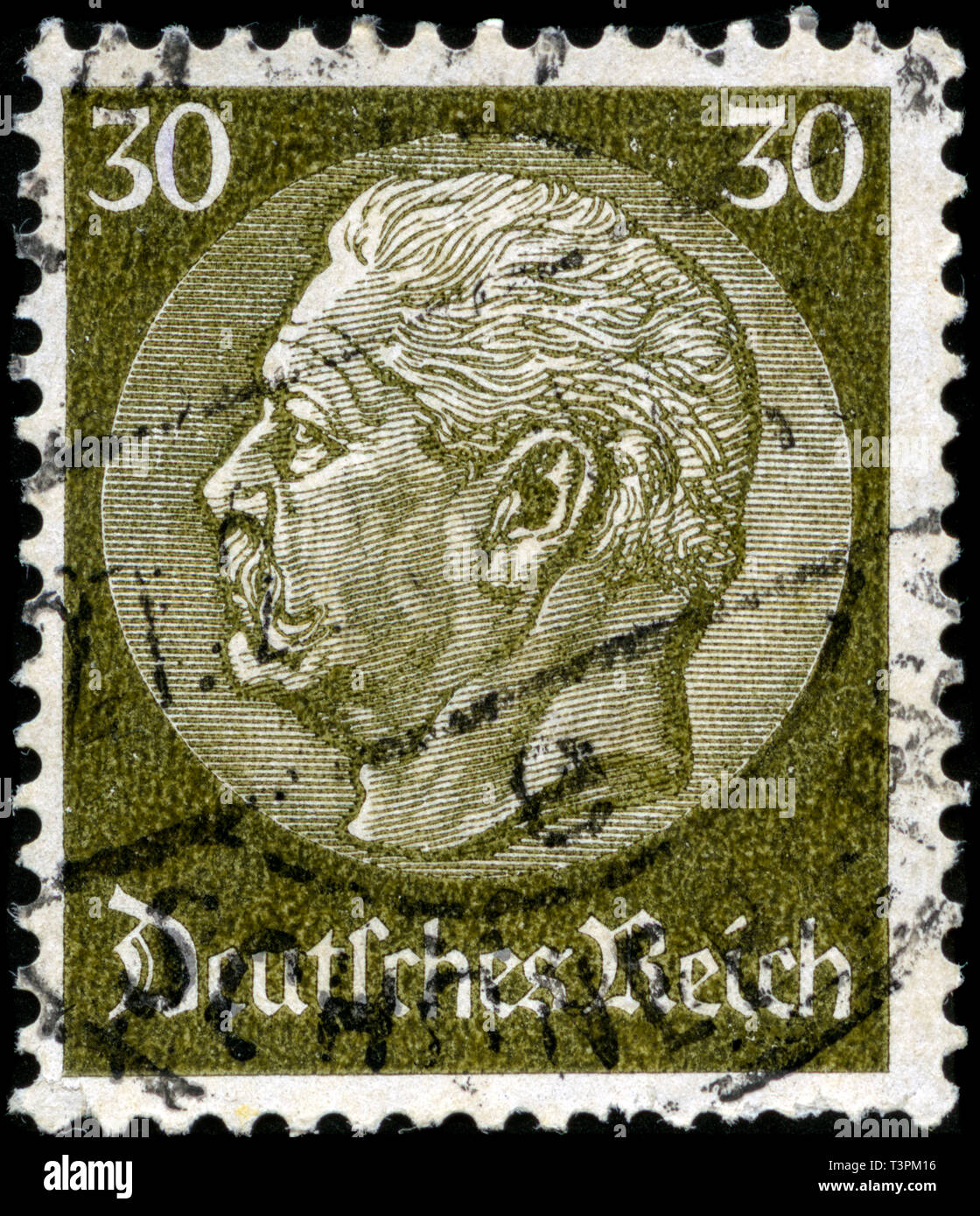 Briefmarken aus dem Deutschen Reich in die Paul von Hindenburg in das Medaillon Serie 1934 ausgestellt Stockfoto