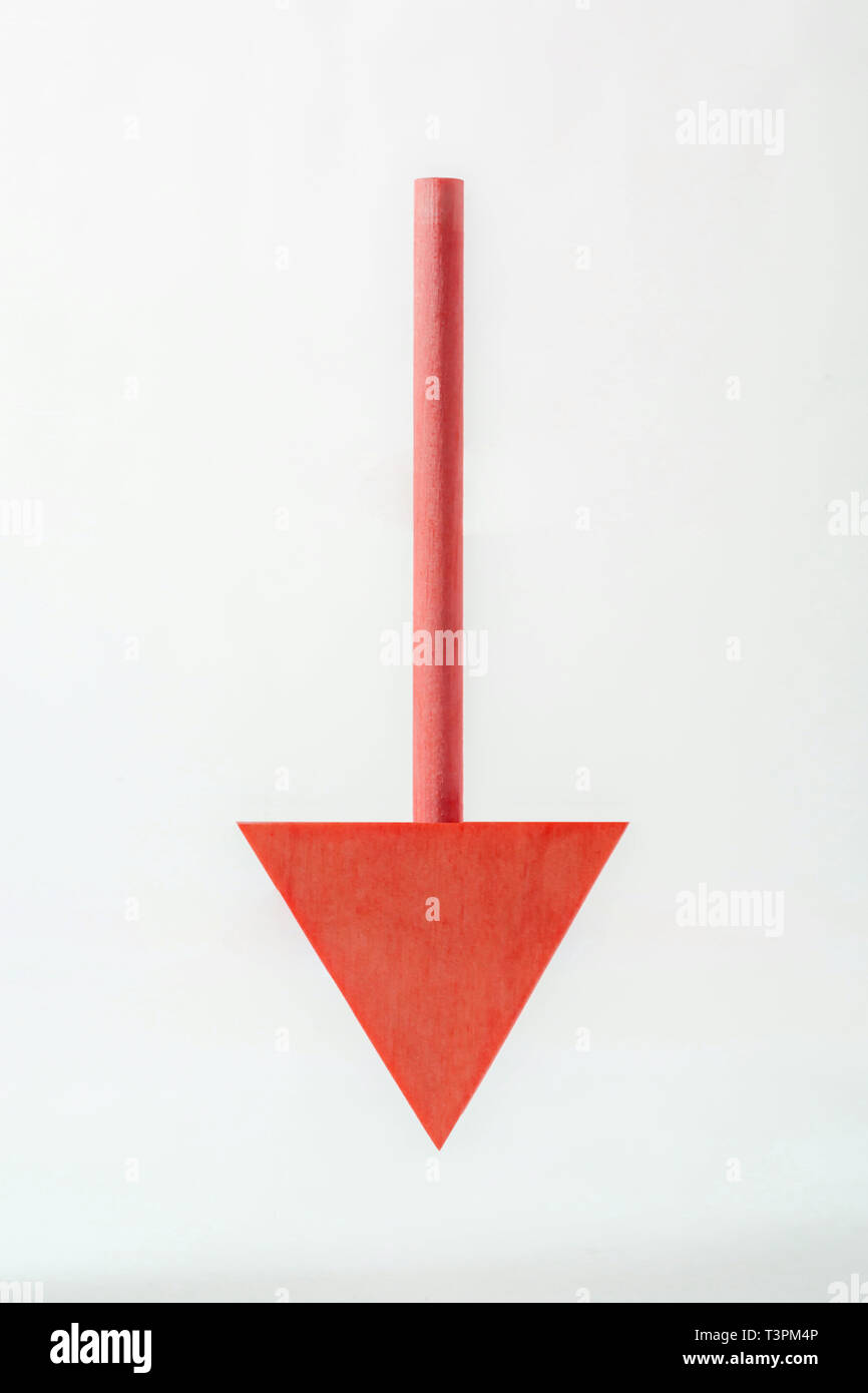 Holz-, nach unten gerichteten Pfeil. Stockfoto
