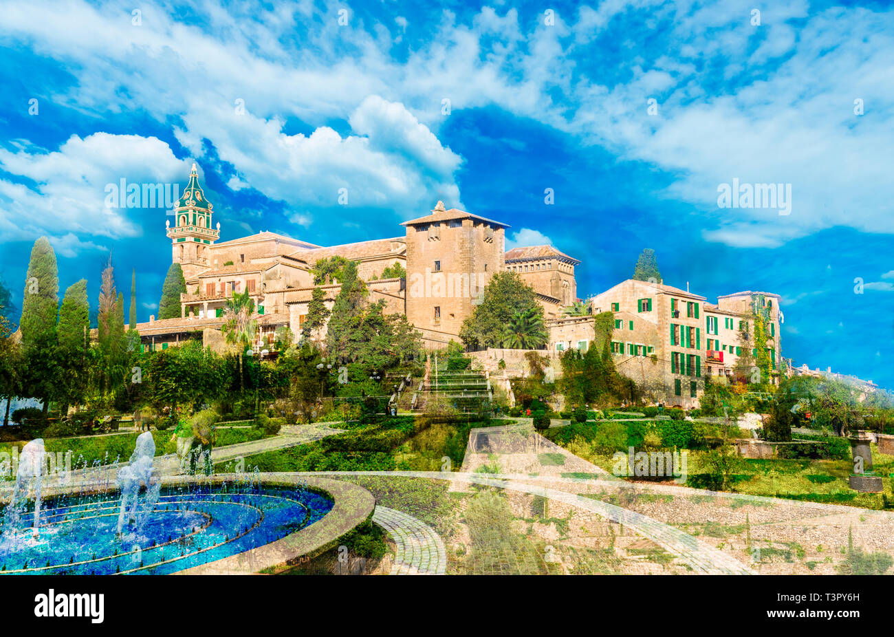 Kartause oder königliche Kartause von Valldemossa Dorf, Palma De Mallorca, Spanien Stockfoto