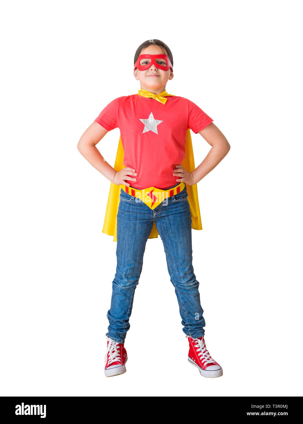 Kind benimmt sich wie ein Super Hero Stockfoto