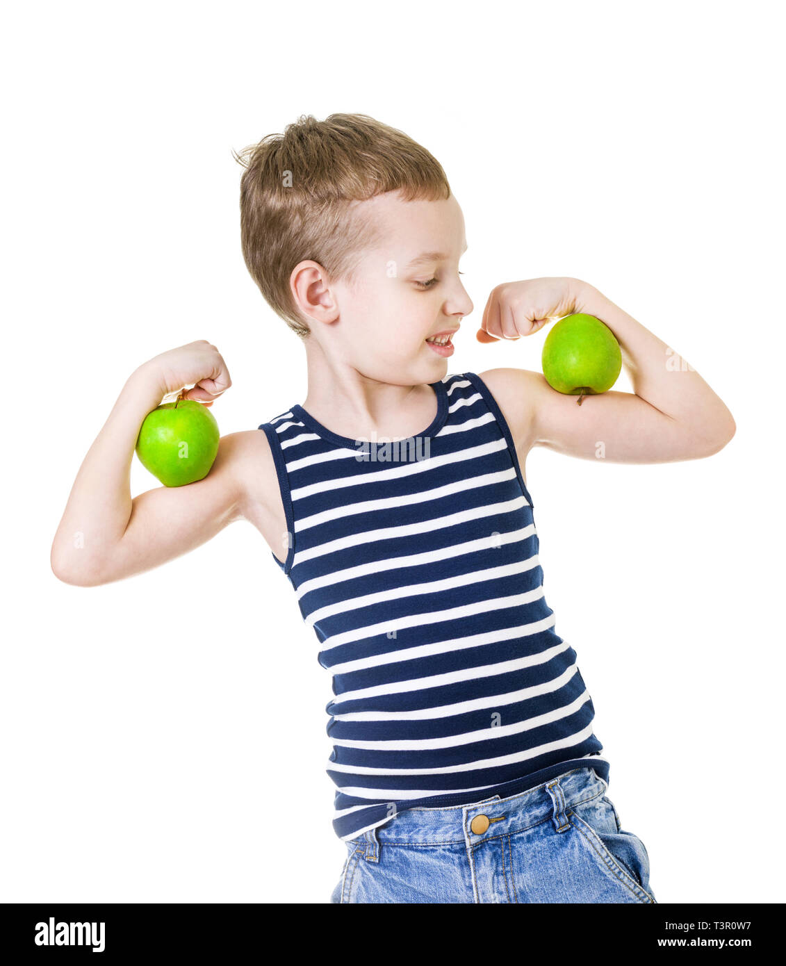 Kind mit Äpfeln, gesunde Ernährung Konzept Stockfoto