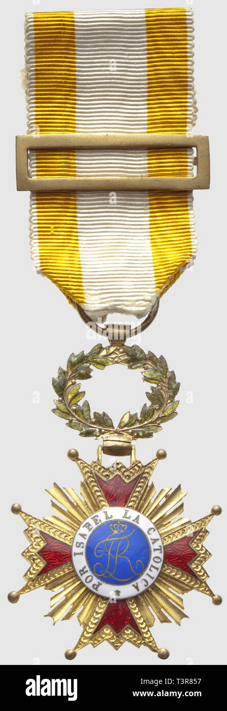 Ordre d'Isabelle la Catholique, Officier de Bronze, Monogramm "Fr 7", Abmessungen 80 x 60 mm, Additional-Rights - Clearance-Info - Not-Available Stockfoto