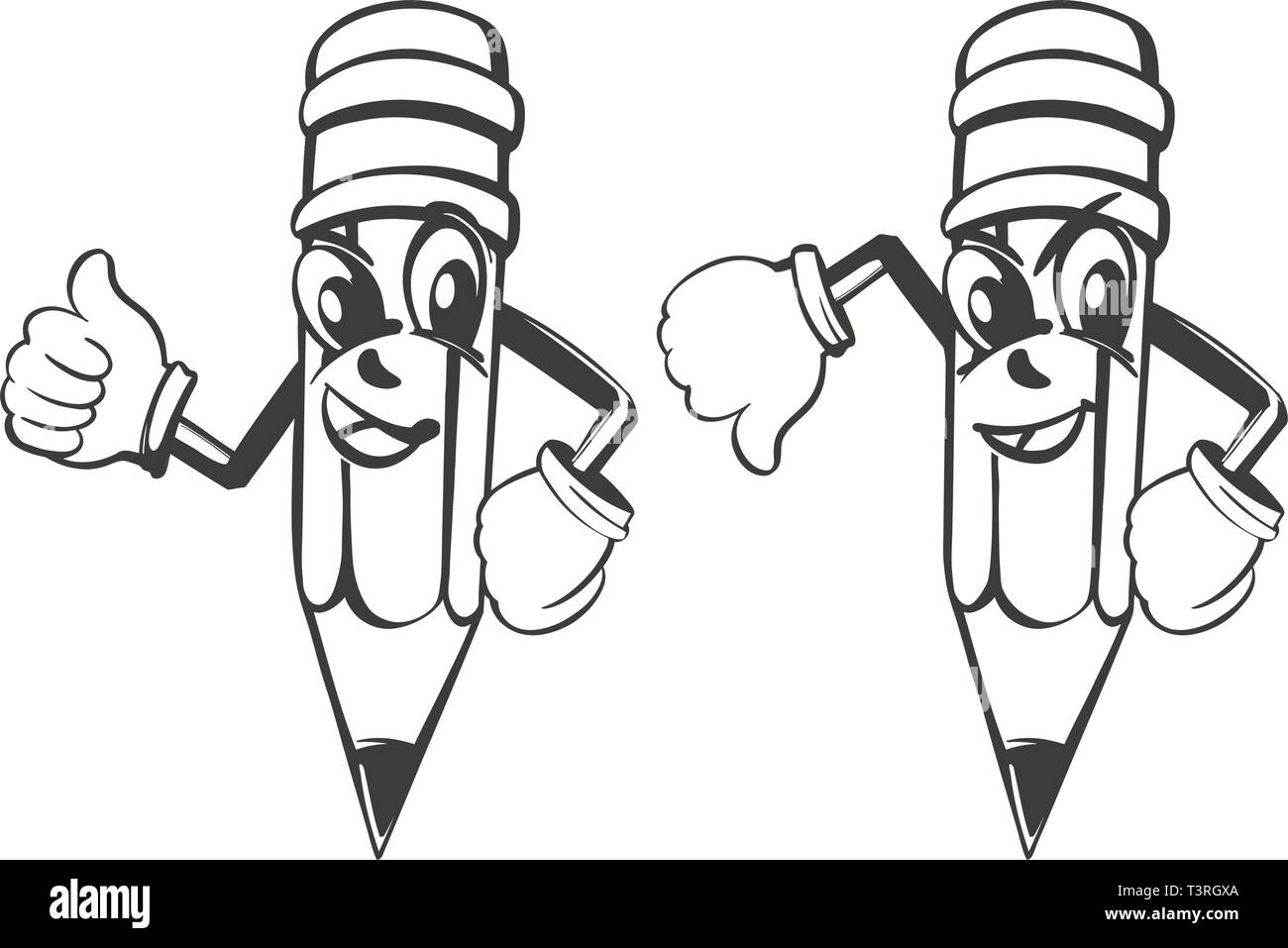 Cartoon Bleistift drückt Emotionen, wie und Vector Illustration Skizze Abneigung Stock Vektor
