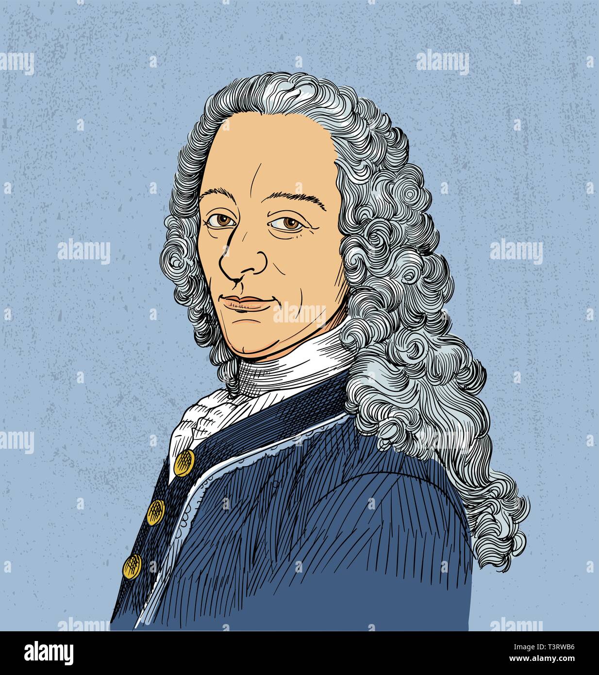 Voltaire, französischer Philosoph, Dichter, Historiker, Essayist, Dramatiker und autobiographer Stock Vektor