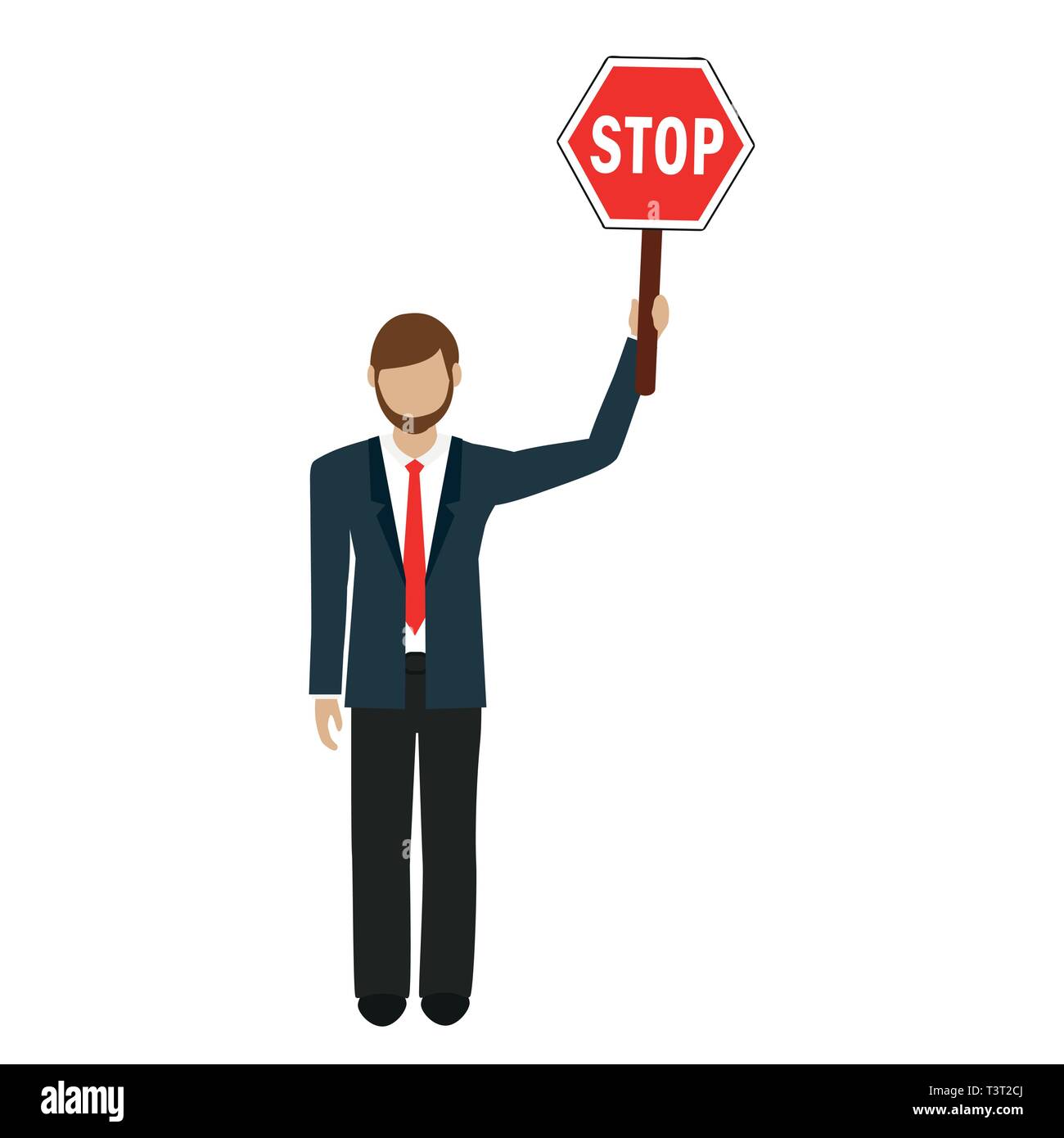Business Mann mit STOP-Schild in der Hand Vektor-illustration EPS 10. Stock Vektor