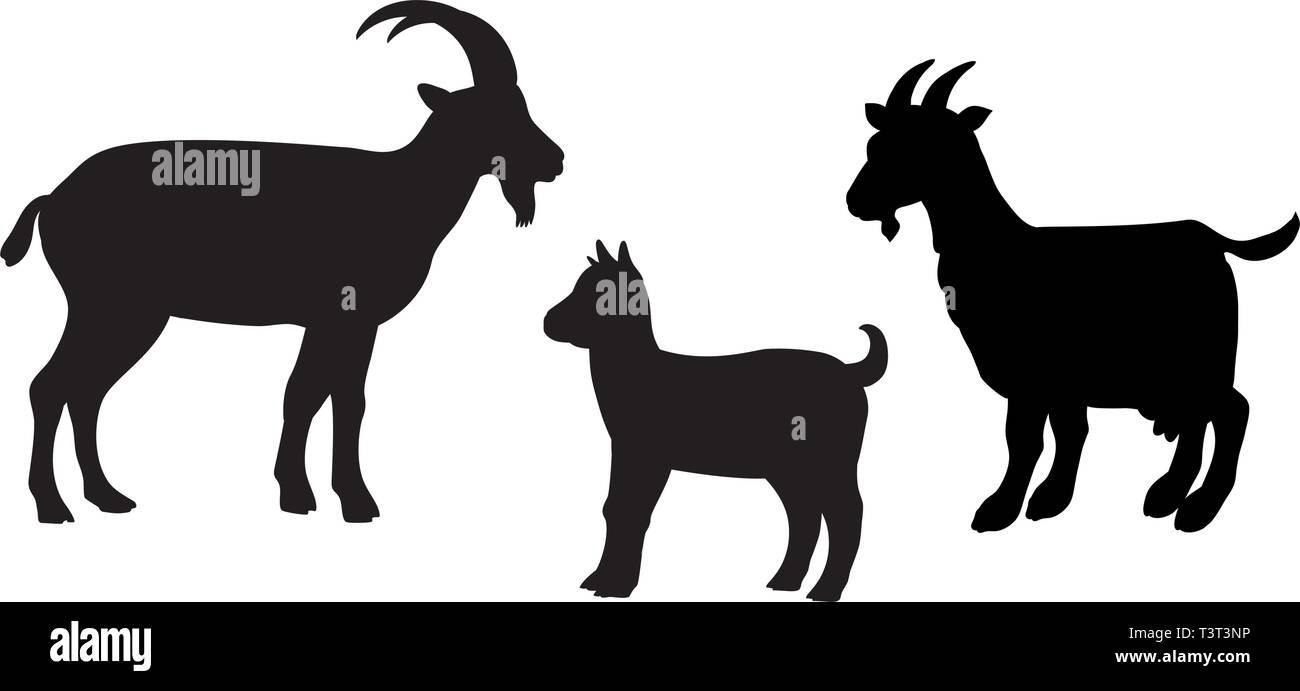 Ziege goatling farm Säugetier schwarze Silhouette Tier Stock Vektor