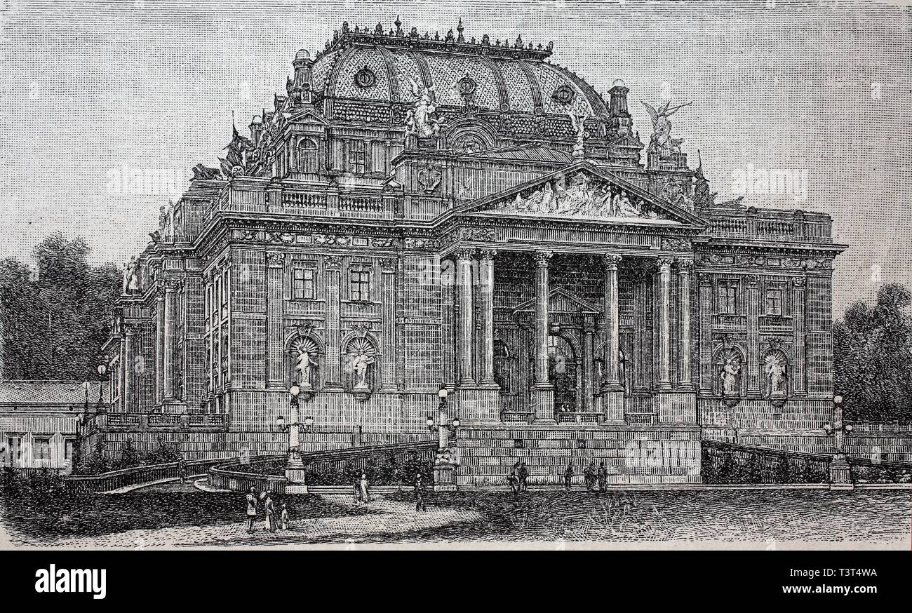 Theater Wiesbaden 1880, historische Holzschnitt, Deutschland Stockfoto