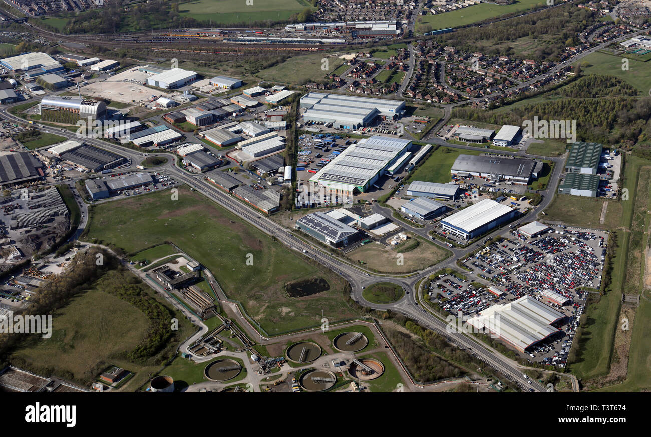 Luftbild des Industrieparks nördlich von Pontefract Lane, Cross Green, Leeds, West Yorkshire Stockfoto