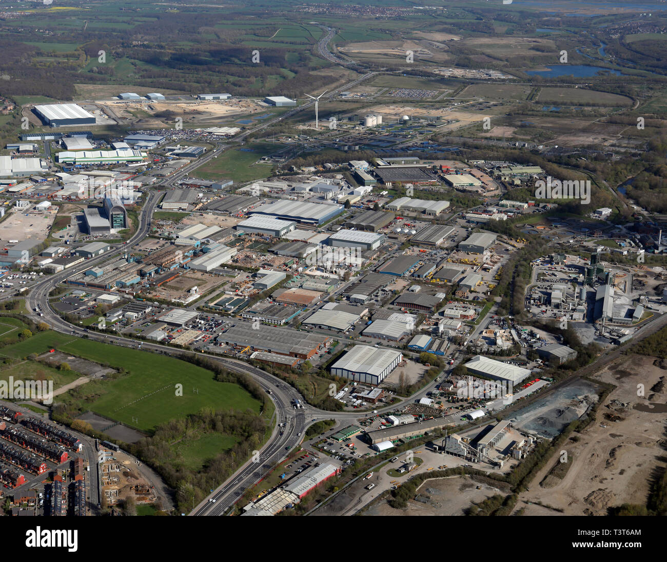 Luftaufnahme der Industriegebiete an Cross Green, East Leeds Stockfoto