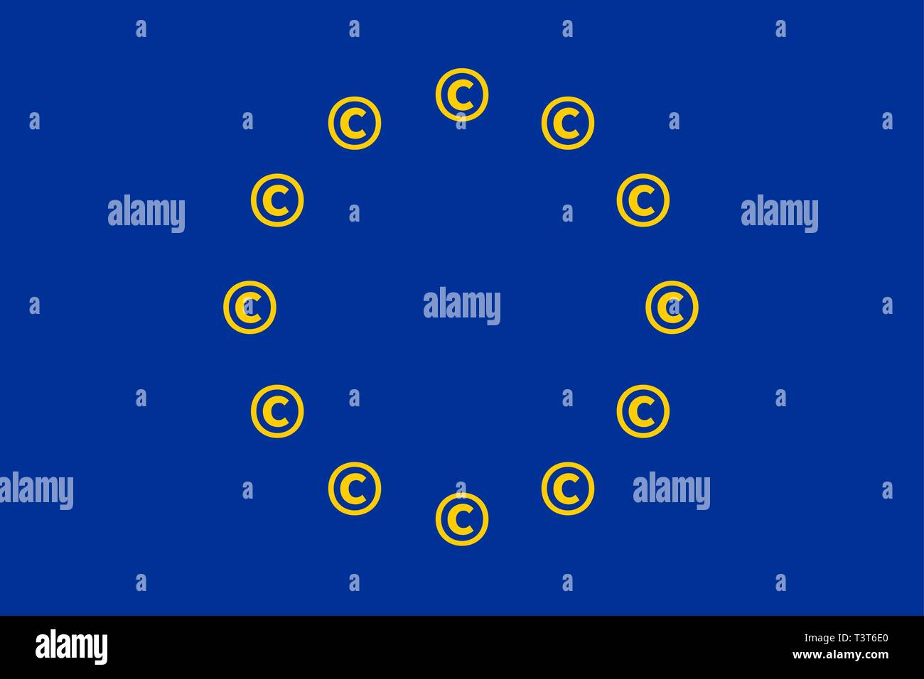 Fahne der Europäischen Union mit copyright Symbole anstelle der Sterne Stock Vektor