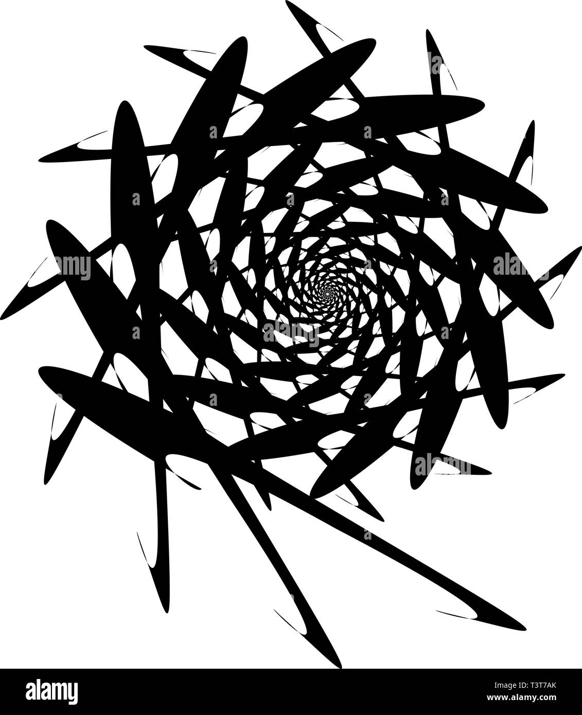 Spirale Objekt auf einem weißen Hintergrund. Pfeile, Rochen, Rotation. Stock Vektor