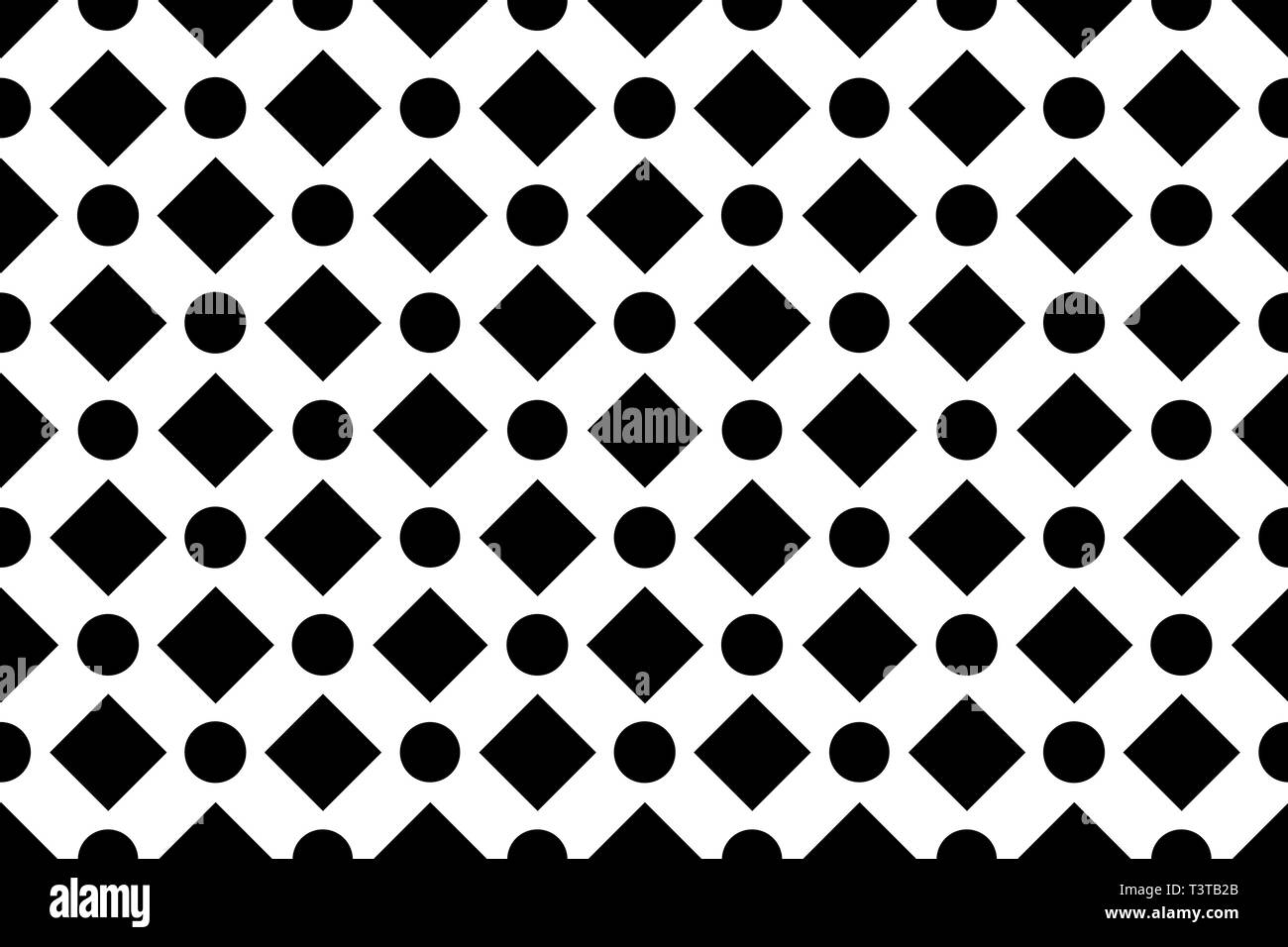 Geometrische nahtlose Muster, vector Hintergrund in Schwarz und Weiß. Geometrische Figuren Kreis und Quadrat Stock Vektor