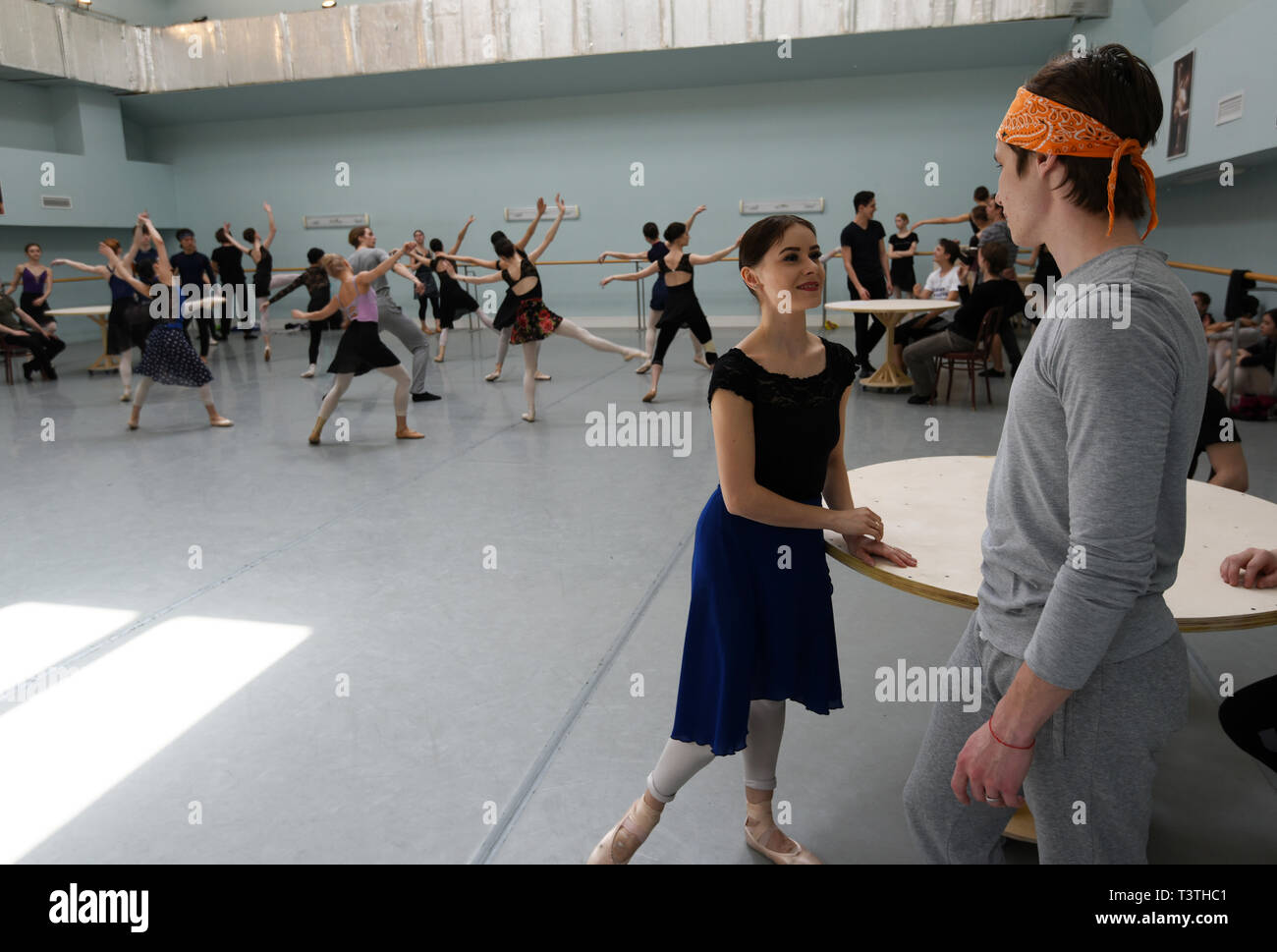 Die Generalprobe des Balletts "Paten" in Astrachan State Theater für Oper und Ballett in Russland. Stockfoto