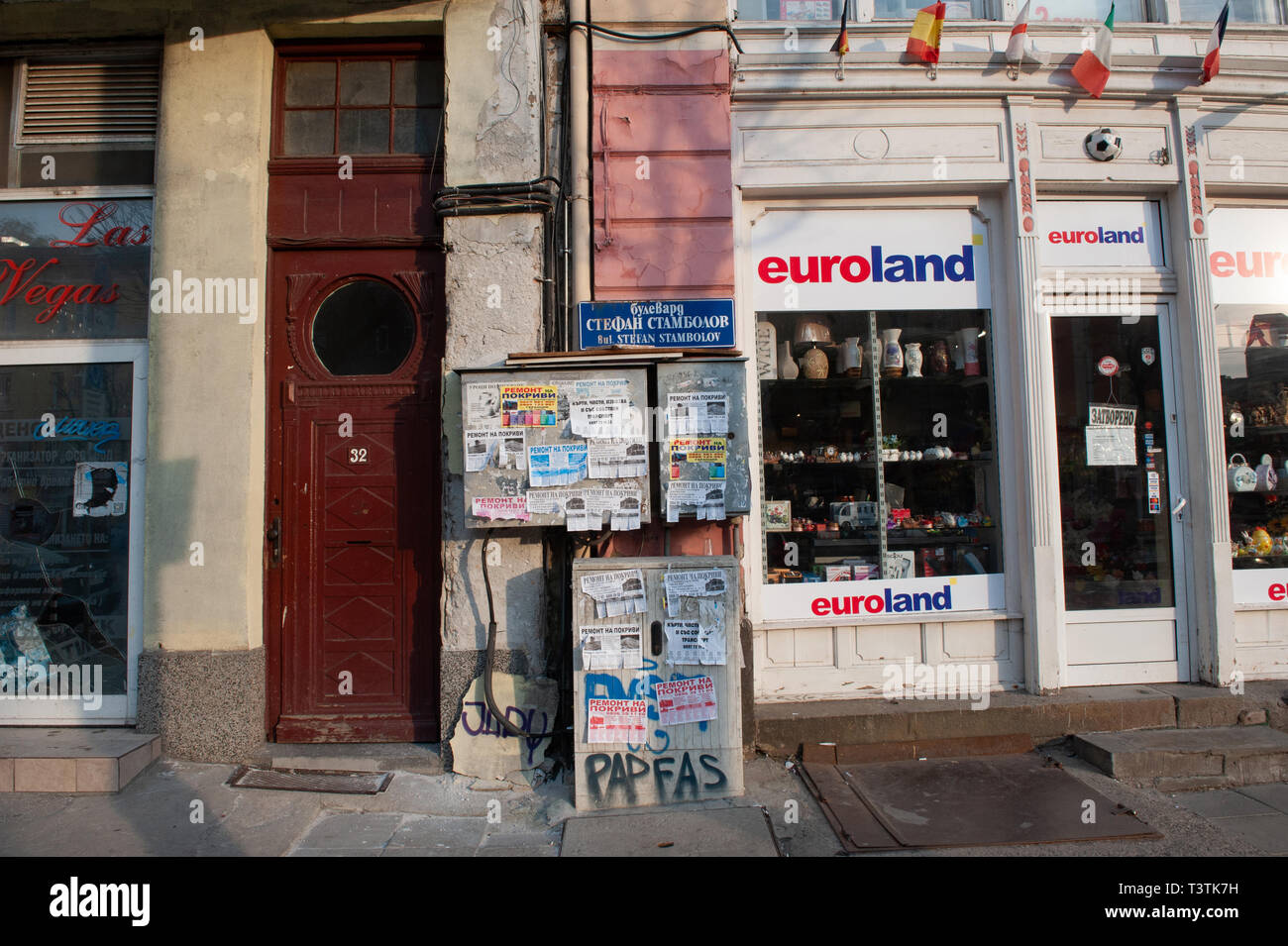 Heruntergekommenen Einkaufsstraße, Sofia, Bulgarien, Europa, Stockfoto