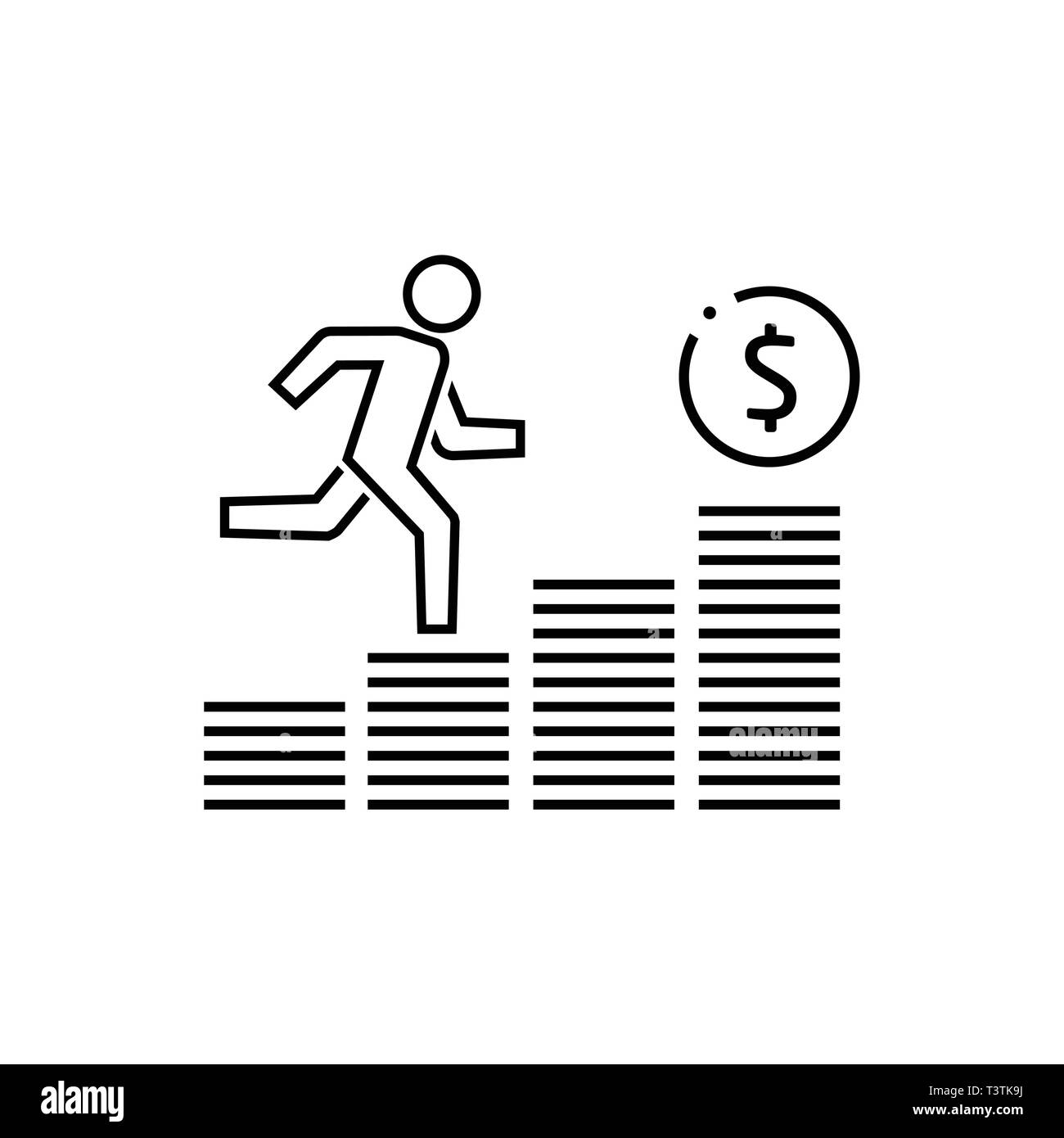 Wachsende Unternehmen runing man Graph Icon. Vector Illustration. Flache Bauform Stock Vektor