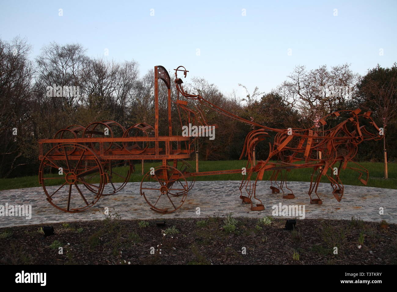 Daniel Thwaites Pferd und Dray Skulptur Stockfoto