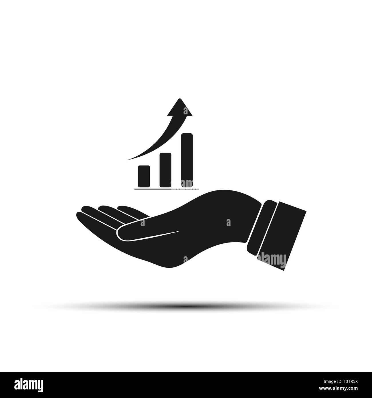 Chart Symbol über die ausgestreckte Handfläche. Flaches Design Stil Stock Vektor