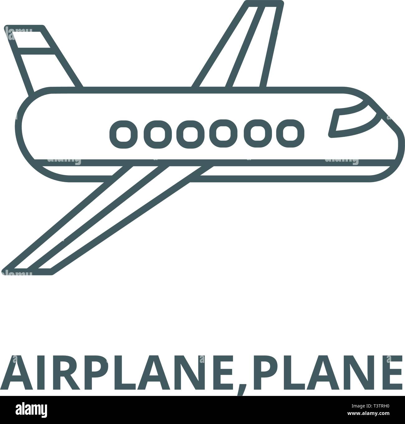 Flugzeug, Flugzeug Symbol Leitung, Vektor. Flugzeug, Flugzeug Umrisse