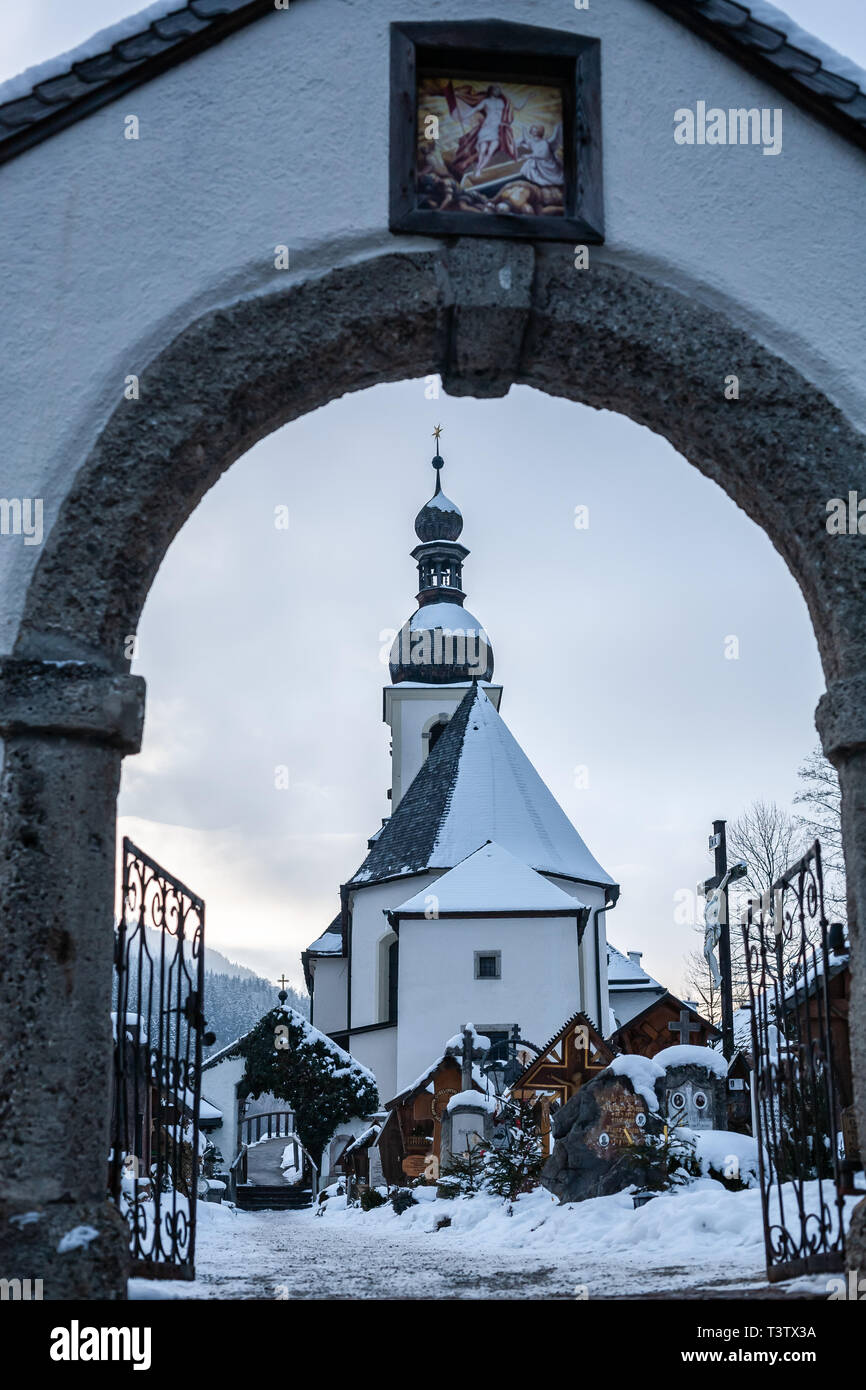 St. Sebastian Kirche in Ramsau im Berchtesgadener Land, Deutschland Stockfoto