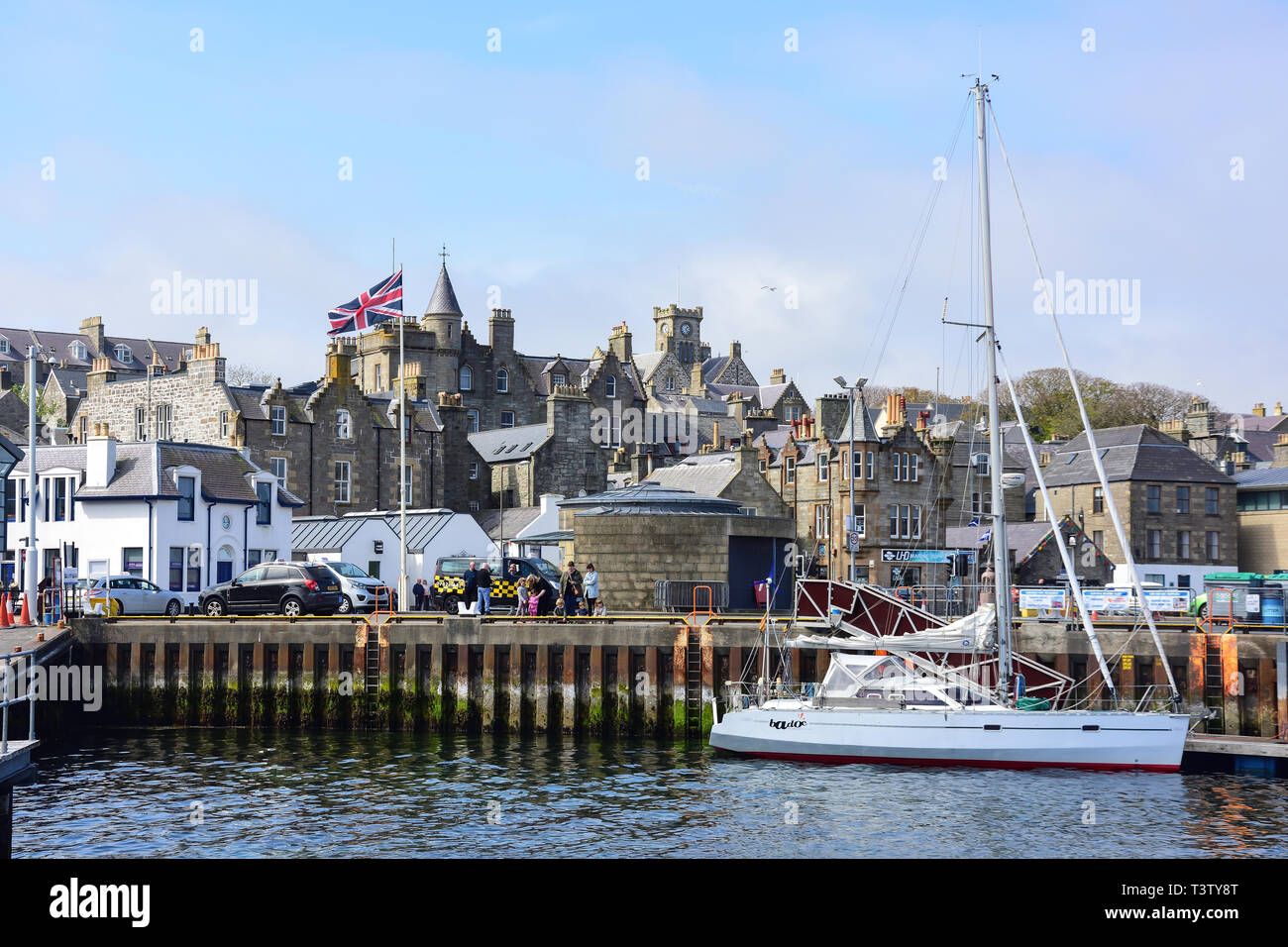 Blick auf Stadt und Hafen, Lerwick, Shetland, Northern Isles, Schottland, Großbritannien Stockfoto