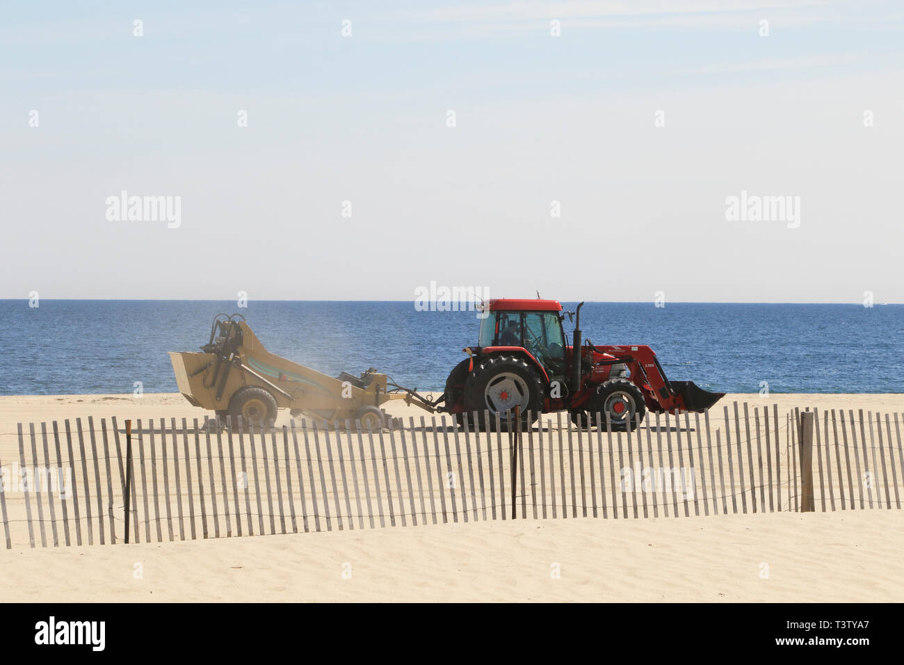 Strand Reinigung, Point Pleasant Beach, New Jersey, USA Stockfoto