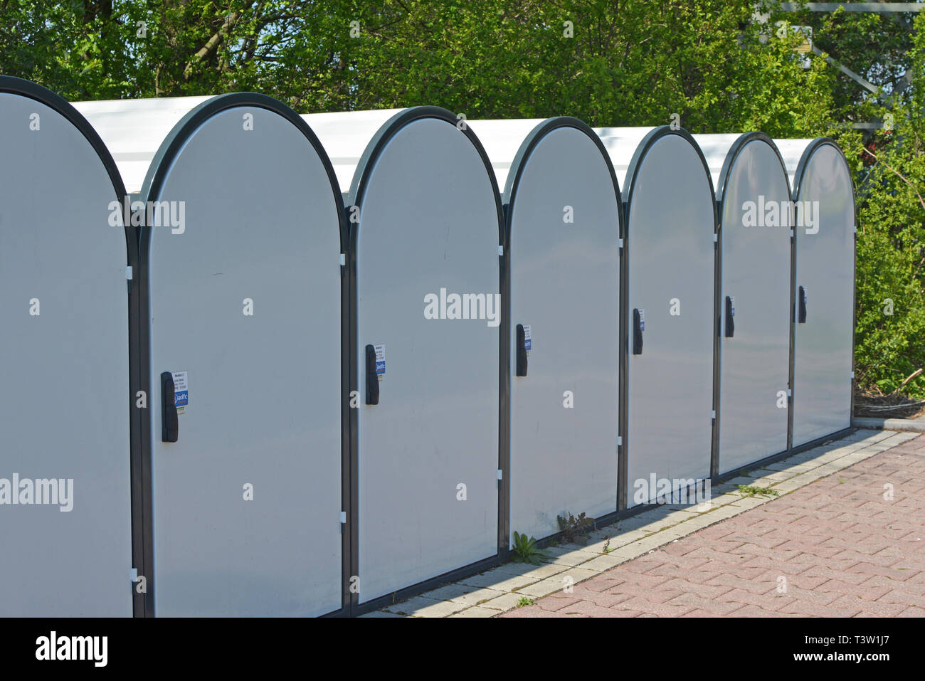 Bike box", mietbaren Storage Container für die Aufbewahrung Ihrer Fahrräder sicher vor Vandalismus und Diebstahl in der Öffentlichkeit Stockfoto