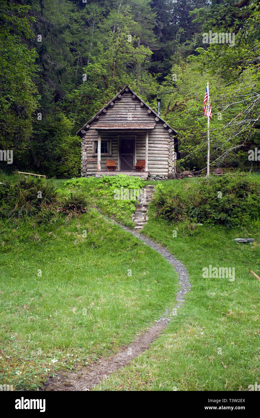 WA 01000-00 ... WASHINGTON - Förster zurück Land Kabine bei Elk Horn in Olympic National Park. Stockfoto