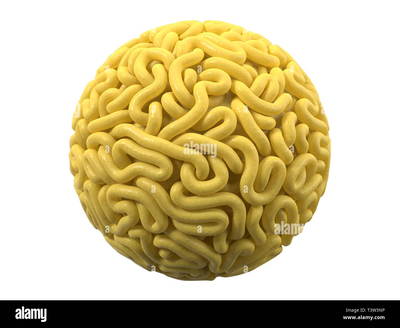 Nudeln in Form von Ball. curly Spaghetti zu kochen. 3D-Darstellung Stockfoto