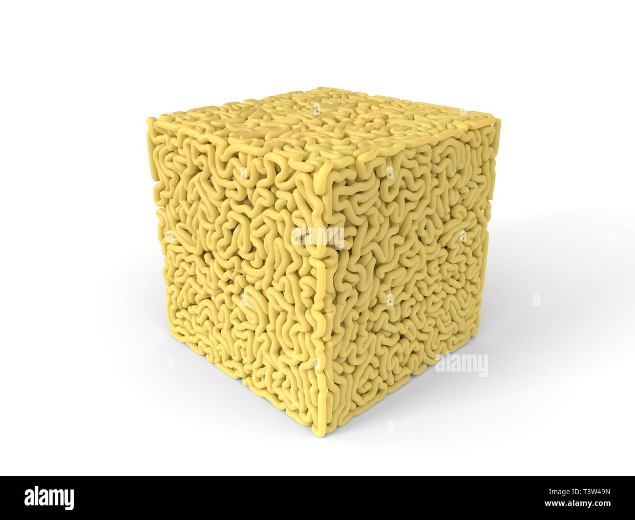 Nudeln in Form von Cube. curly Spaghetti zu kochen. 3D-Darstellung Stockfoto