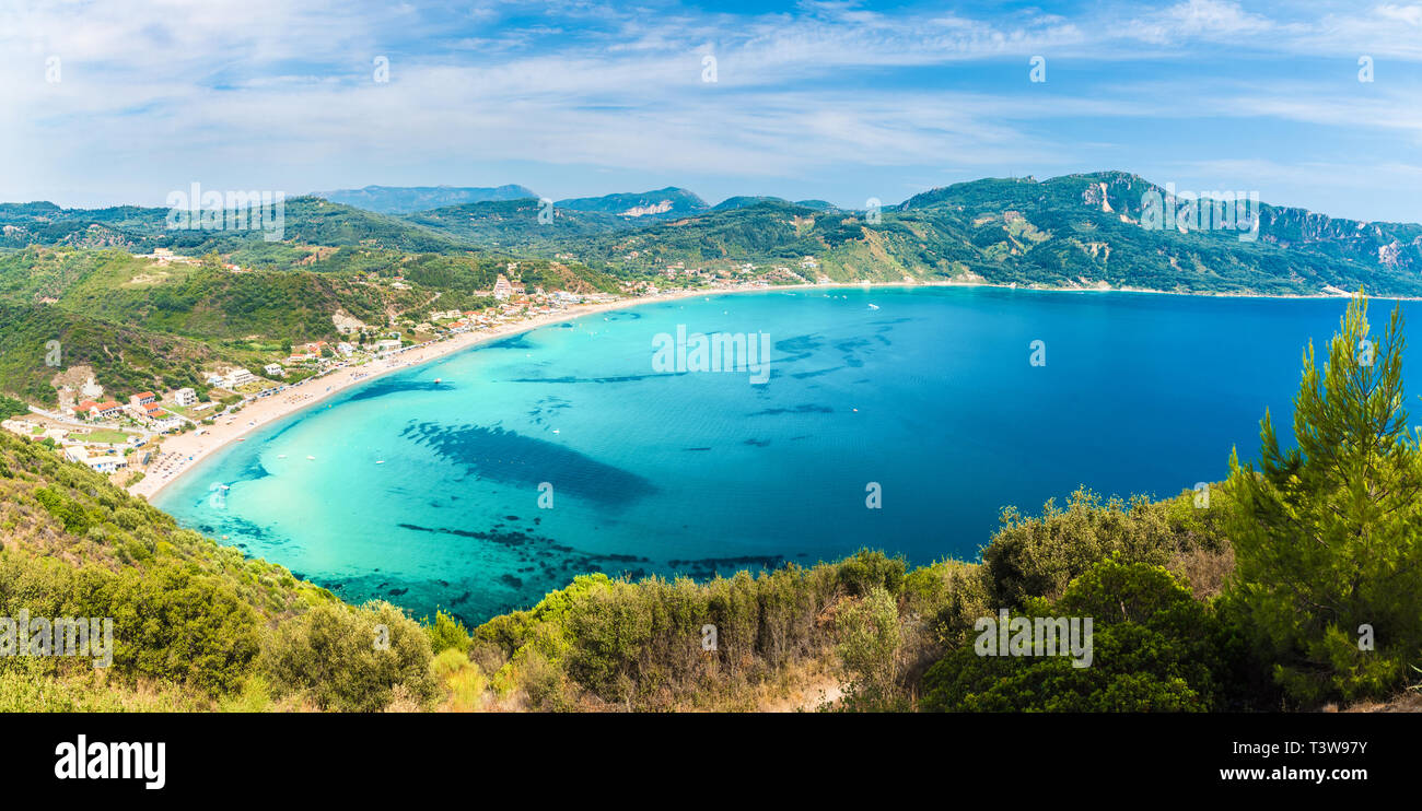 Herrlichen Blick auf Agios Georgios Pagon Strand auf der Insel Korfu, Griechenland Stockfoto