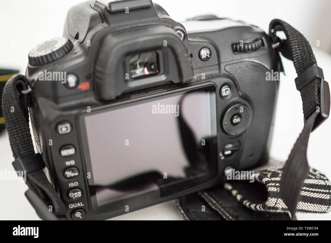 Hinten eine professionelle DSLR-Kamera Stockfoto