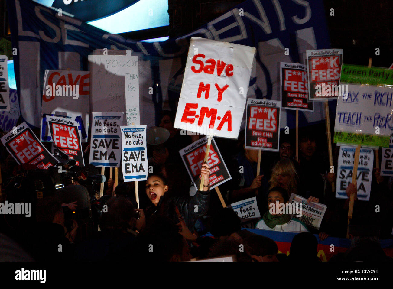 Tag der Aktion gegen die EMA. Durch Bildung Aktivist Netzwerk bezeichnet. London. 19.01.2011. Stockfoto