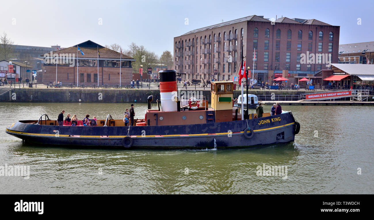 Bristol historische John King diesel Tug Boat 1935 zum Abschleppen Frachtschiffe aus Stadt dockt an Fluss Avon gebaut, jetzt Besucher auf Hafenrundfahrt Stockfoto