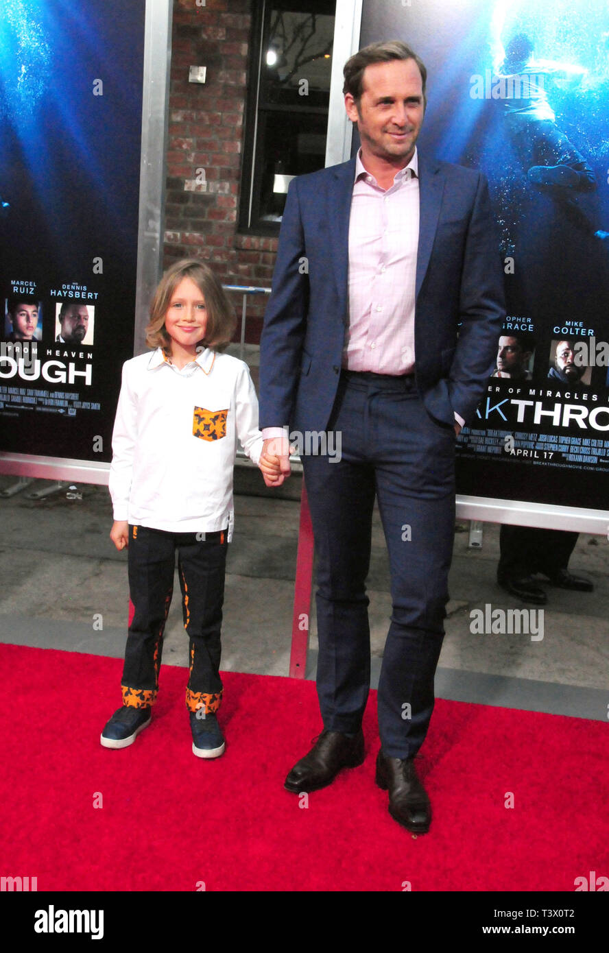 Los Angeles, Kalifornien, USA, 11. April 2019 Schauspieler Josh Lucas und Sohn Noah Rev Maurer an Twentieth Century Fox Durchbruch Premiere am 11 April, 2019 bei Westwood Village Regency Theater in Los Angeles, Kalifornien. Foto von Barry King/Alamy leben Nachrichten Stockfoto