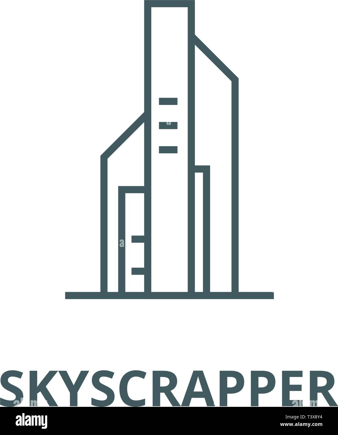 Big skyscrapper Symbol Leitung, Vektor. Big skyscrapper Umrisse Zeichen, Symbol, Abbildung Stock Vektor