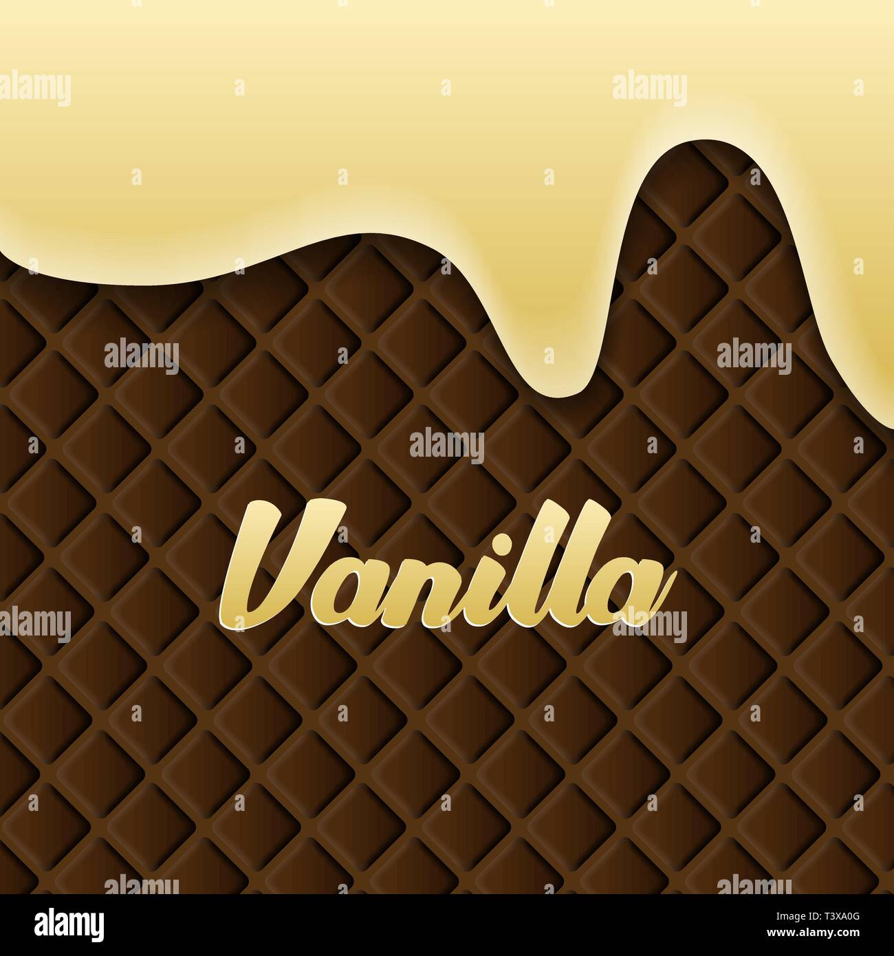 Vanilla Cream geschmolzen auf Wafer Hintergrund Stock Vektor