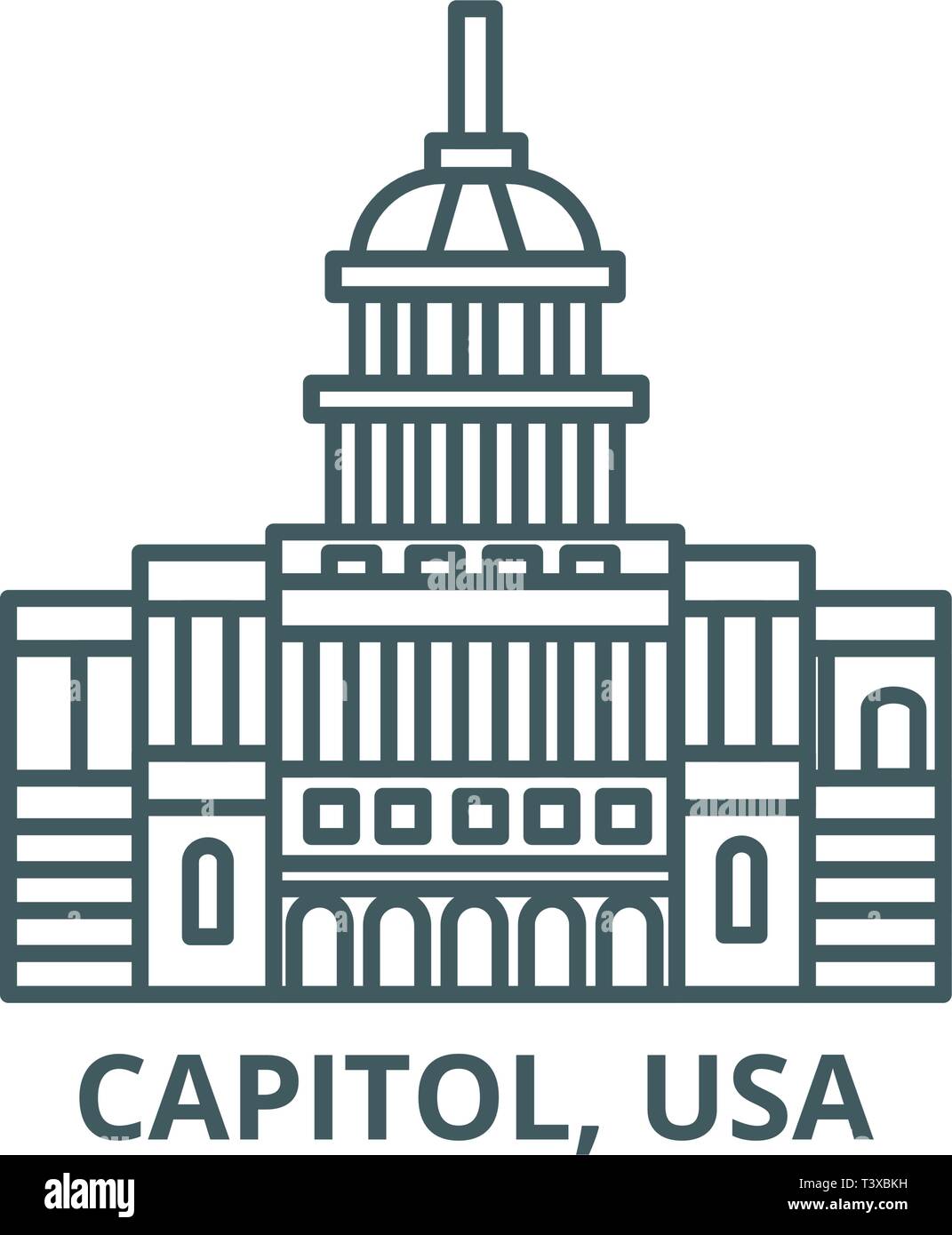 Capitol, usa Symbol Leitung, Vektor. Capitol, usa Umrisse Zeichen, Symbol, Abbildung Stock Vektor