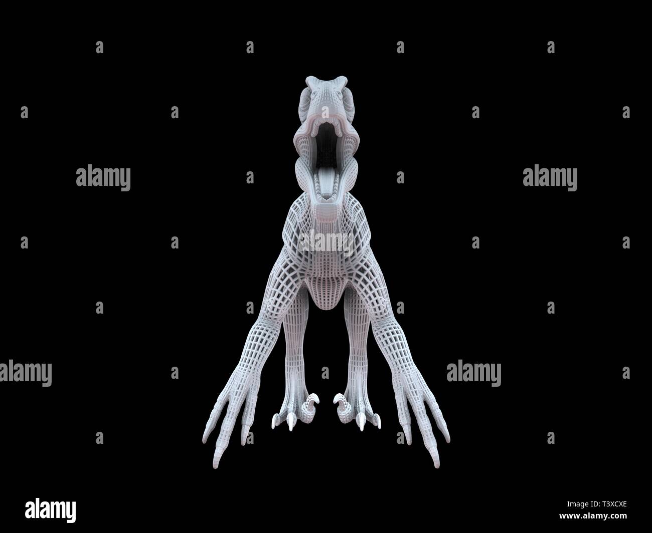 3D-Rendering von einer weißen Kabel dino isoalted auf schwarzem Hintergrund Stockfoto