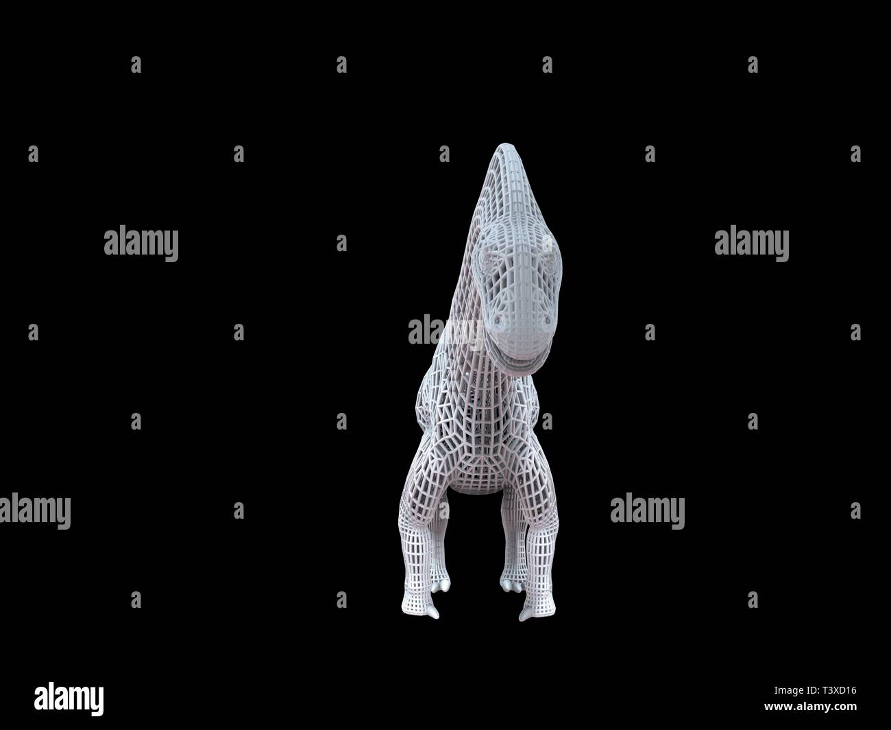 3D-Rendering von einer weißen Kabel dino isoalted auf schwarzem Hintergrund Stockfoto