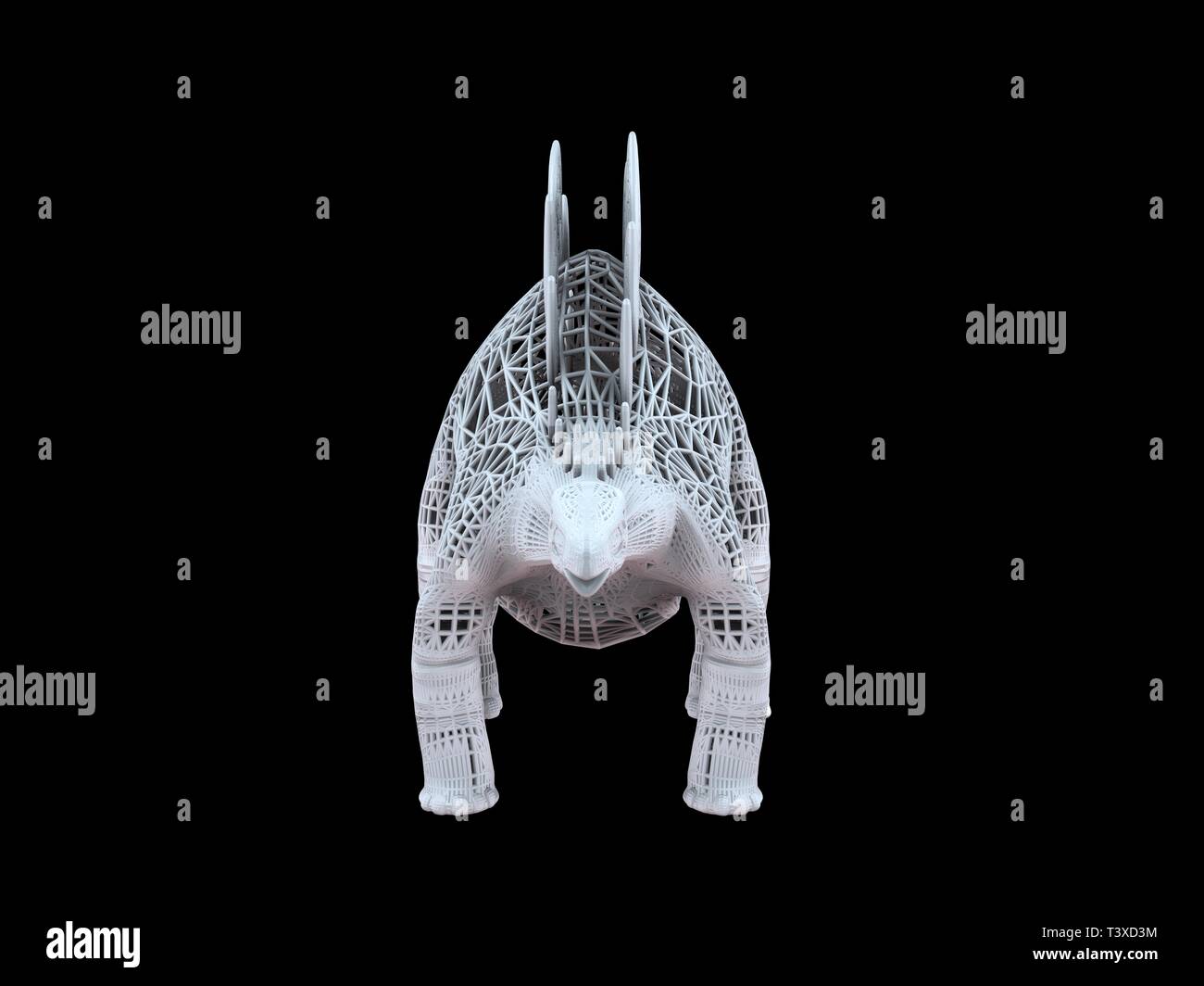 3D-Rendering von einer weißen Kabel dino isoalted auf schwarzem Hintergrund Stockfoto