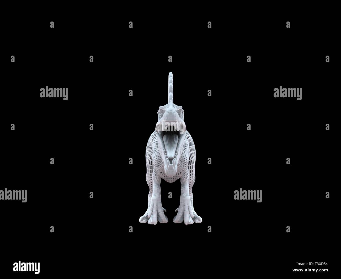 3D-Rendering von einer weißen Kabel dino isoalted auf schwarzem Hintergrund Stockfoto