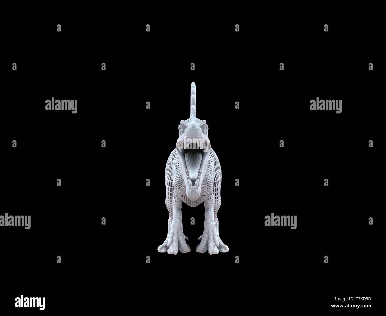 3D-Rendering von einer weißen Kabel dino isoalted auf schwarzem Hintergrund Stockfoto