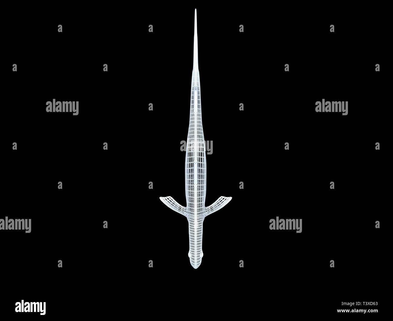 3D-Rendering von einer weißen Kabel dino isoalted auf schwarzem Hintergrund Stockfoto
