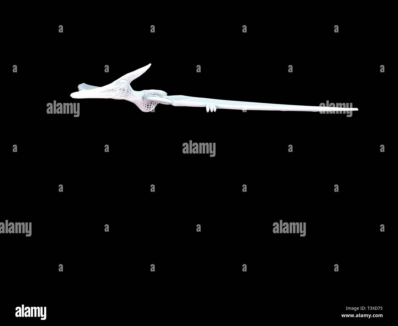 3D-Rendering von einer weißen Kabel dino isoalted auf schwarzem Hintergrund Stockfoto