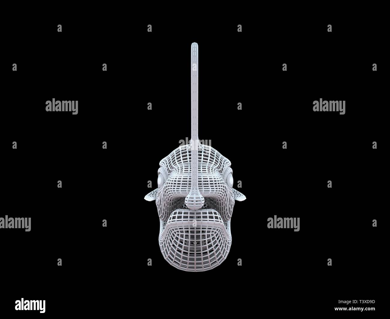 3D-Rendering von einer weißen Kabel dino isoalted auf schwarzem Hintergrund Stockfoto