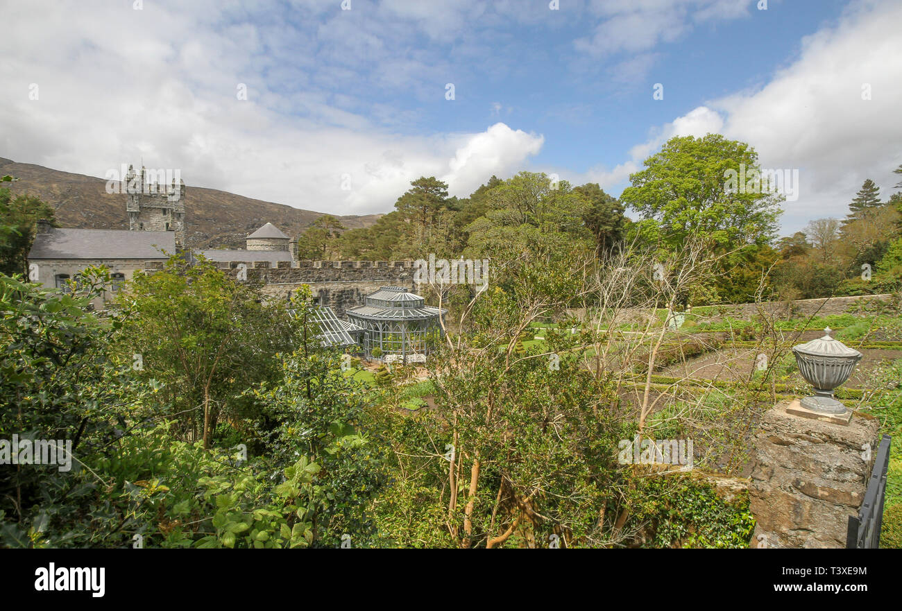 Der ummauerte Garten am Schloss Glenveagh Nationalpark Glenveagh, County Donegal, Irland. Stockfoto