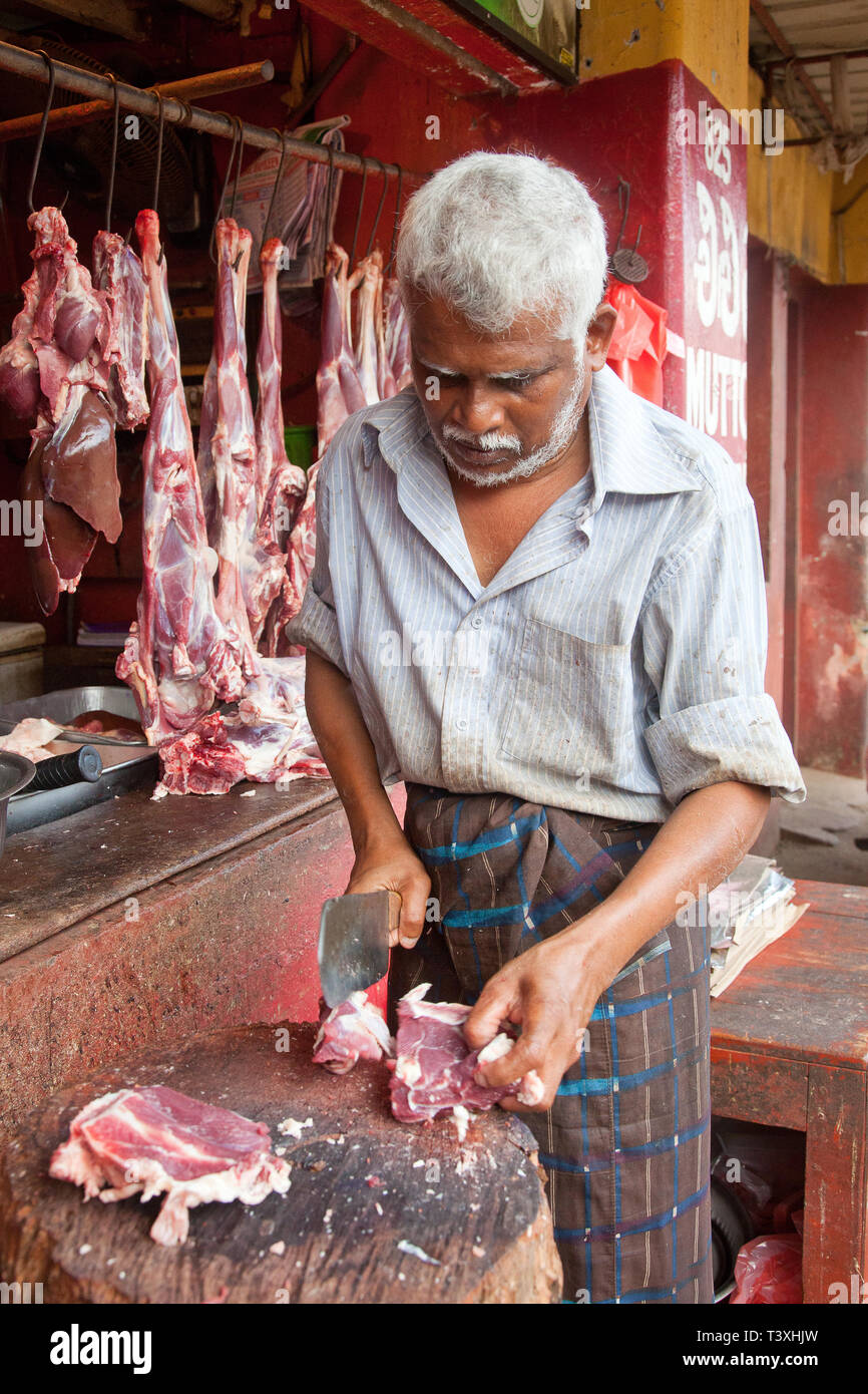 Metzger, Manning Markt, Pettah, Colombo, Sri Lanka Stockfoto