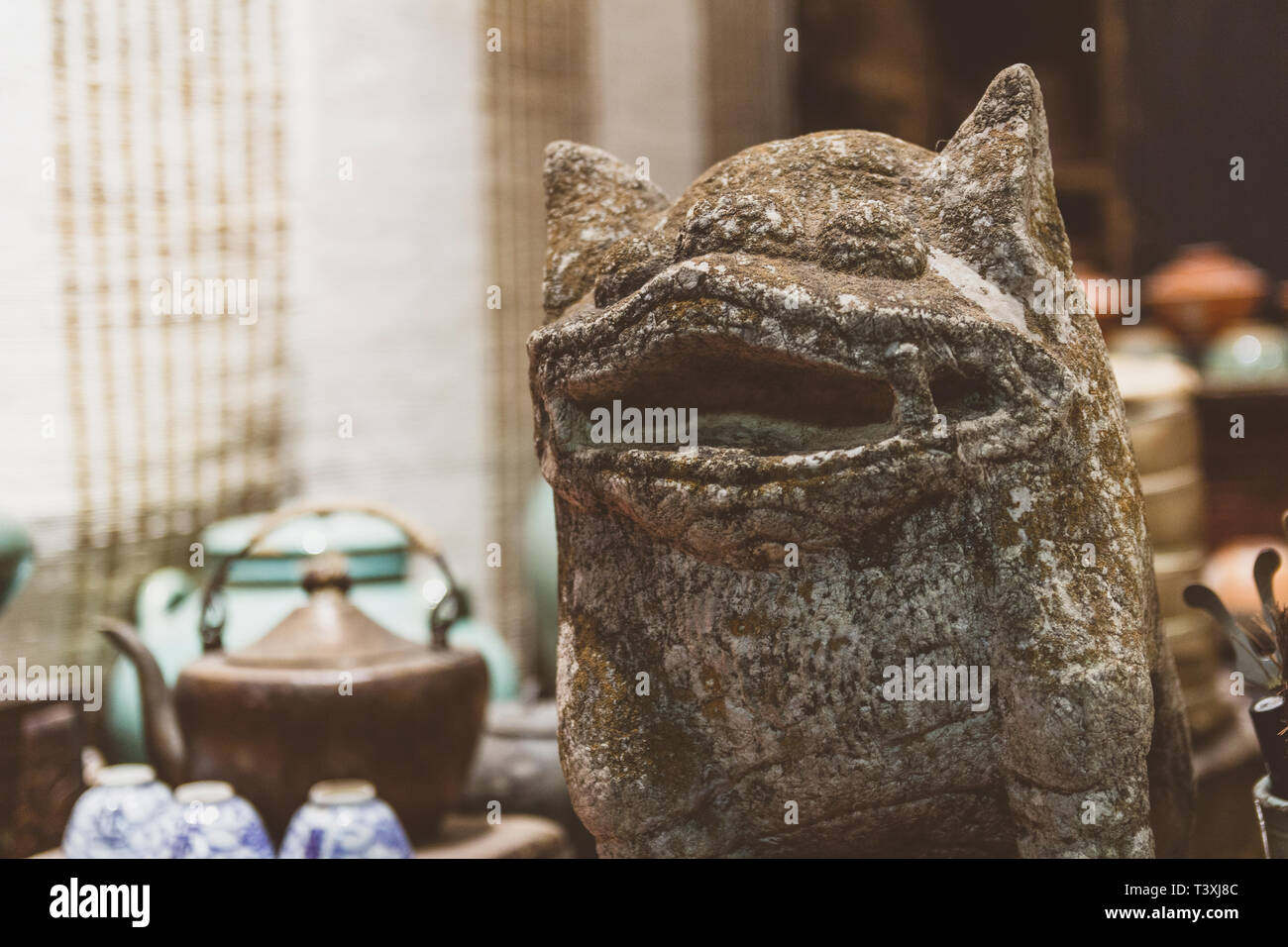 Alte steinerne Abbildung in Antique Shop in China Stockfoto