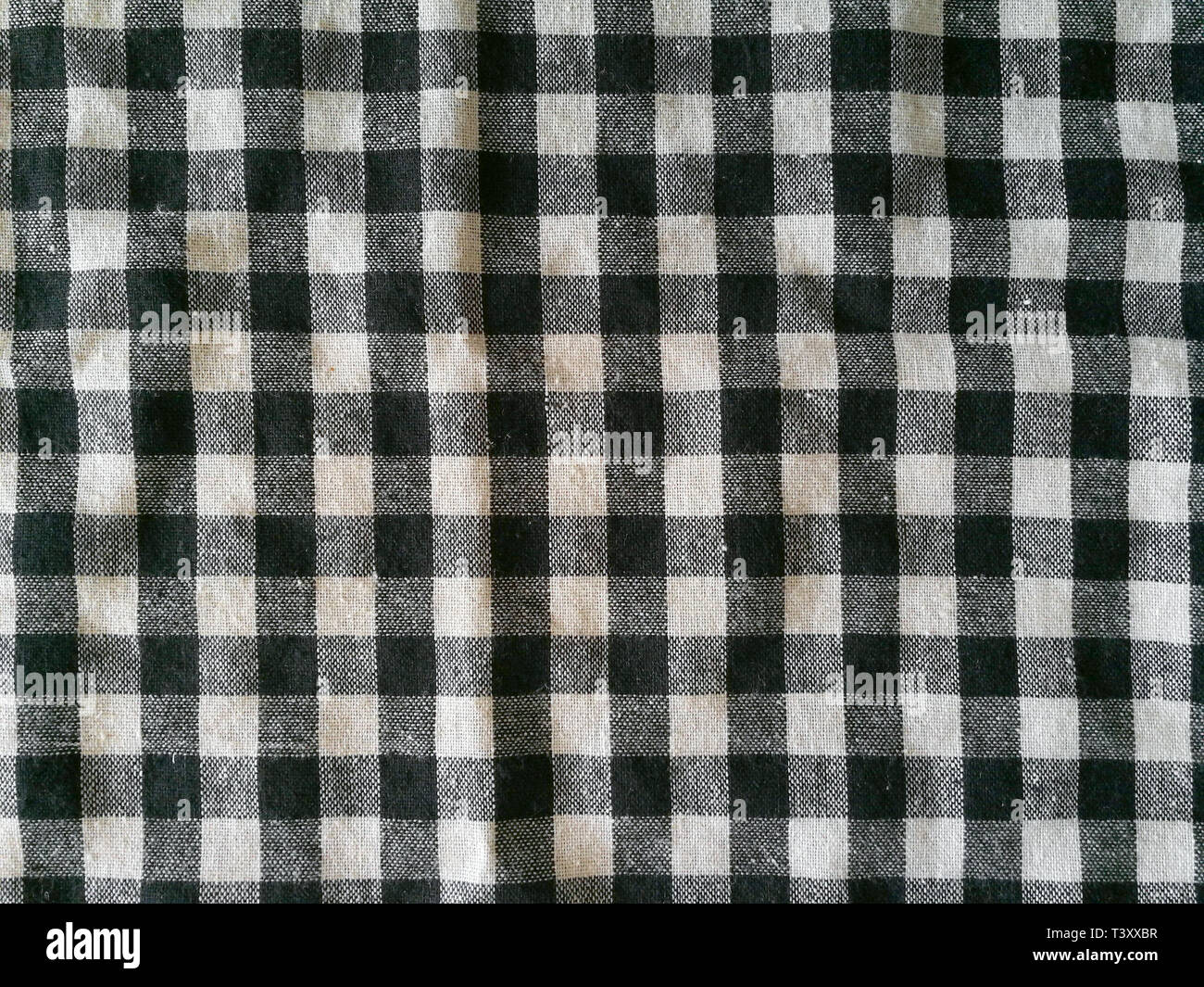 Rückseite schwarz Klassisch karierte Tischdecke Textur, Hintergrund Stockfoto